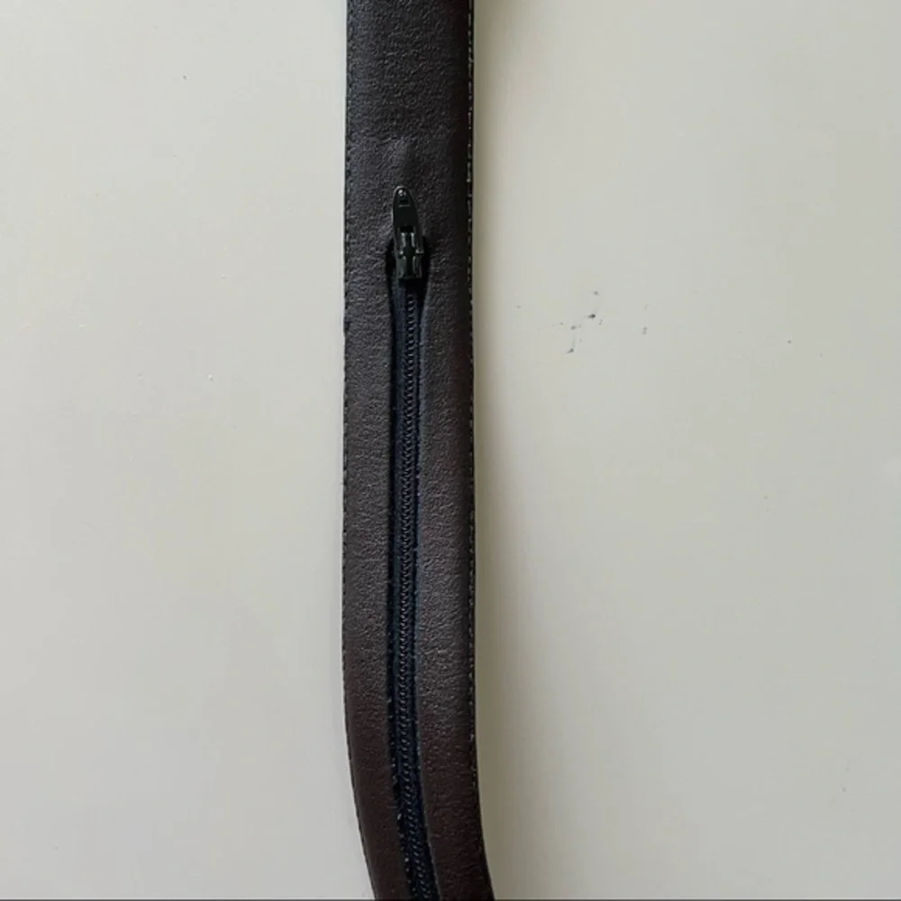 San Remo Brighton Grain Brown Leather Belt With Zip Design Size 34
